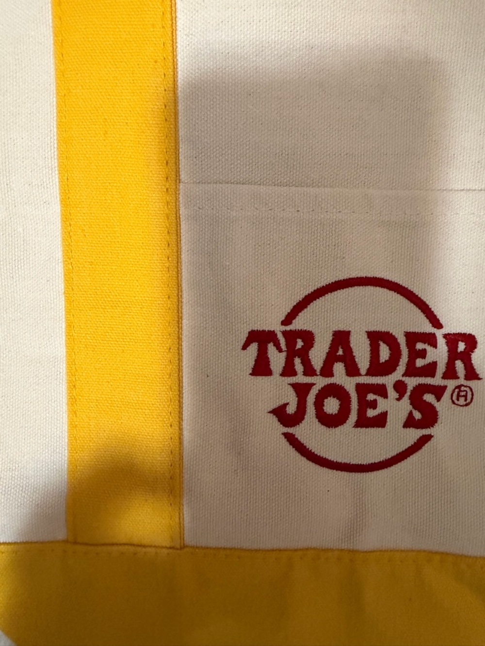 Trader Joe's Yellow & cream  Market Tote NWT mini - Picture 2 of 2